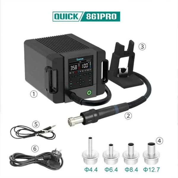 Station de dessoudage à air chaud intelligente QUICK 861 Pro 1300 W – Image 4